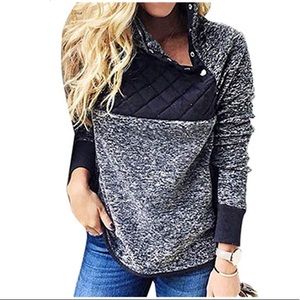 NWOT Button Up Asymmetrical Sherpa Style Pullover